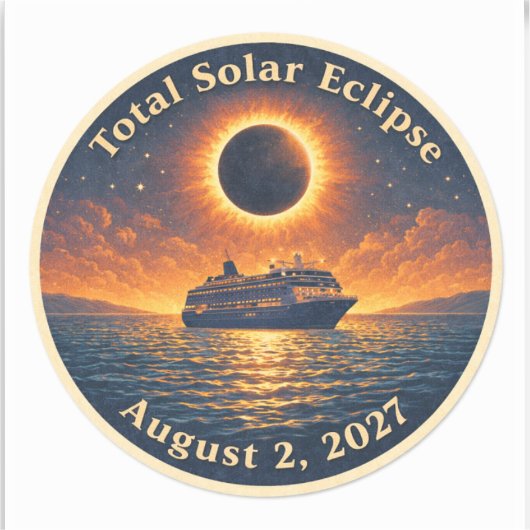 Total Solar Eclipse August 2 2027 cruise ship  シール (正面)