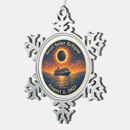 Total Solar Eclipse August 2 2027 cruise ship  スノーフレークピューターオーナメント