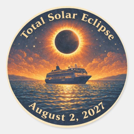 Total Solar Eclipse August 2 2027 cruise ship  ラウンドシール (正面)