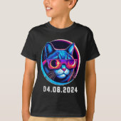 Total Solar Eclipse Cat Retro Illustration Tシャツ (正面)