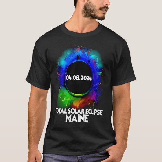 Total Solar Eclipse Maine 2024 Colorful American T Tシャツ (正面)