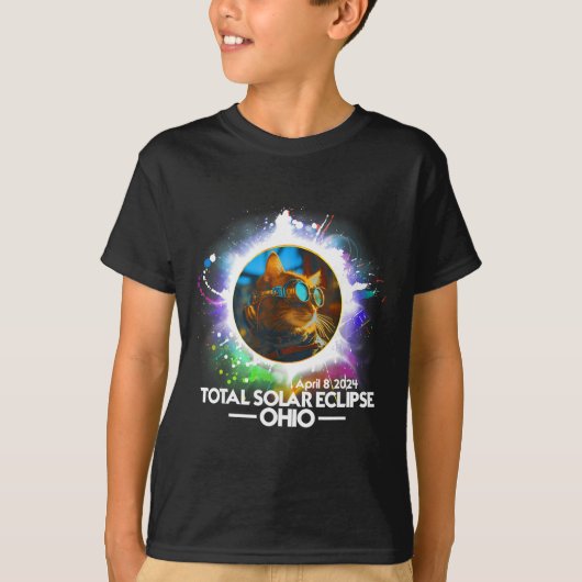 Total Solar Eclipse Ohio Cat Design Tシャツ (正面)