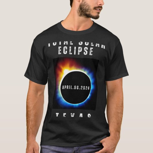 Totality 太陽の Eclipse 2024テキサス州土産 Tシャツ (正面)