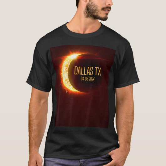 Totality Dallas Tx 4.8.24 Total 太陽の Ecliのパス Tシャツ (正面)