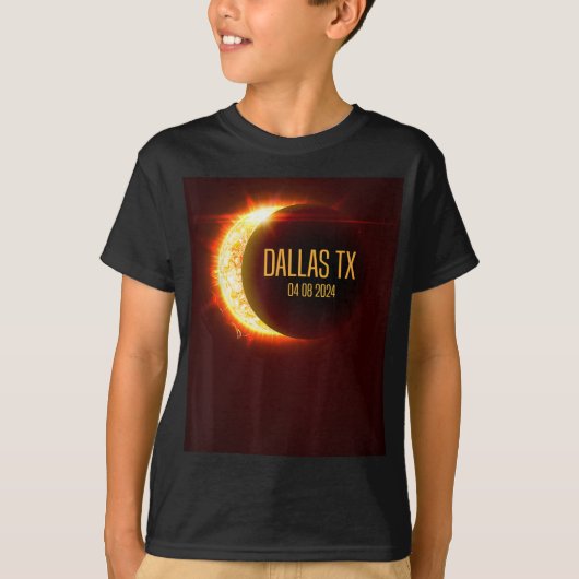 Totality Dallas Tx 4.8.24 Total 太陽の Ecliのパス Tシャツ (正面)