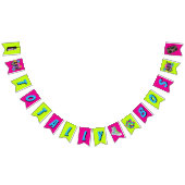 Totally 80s Retro Neon Birthday Party バンティングフラッグ (全)