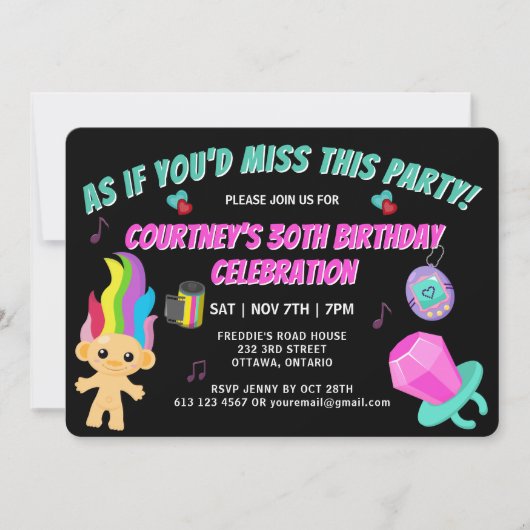 Totally 90s Retro Birthday Party Invitation 招待状 (正面)