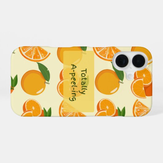 Totally a-pee-ling orange pattern iPhone 16ケース (裏面横)