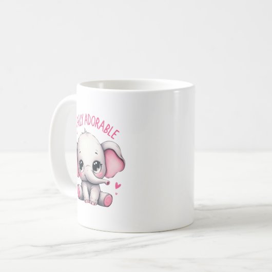 Totally Adorable Elephant Cute Art コーヒーマグカップ (正面左)