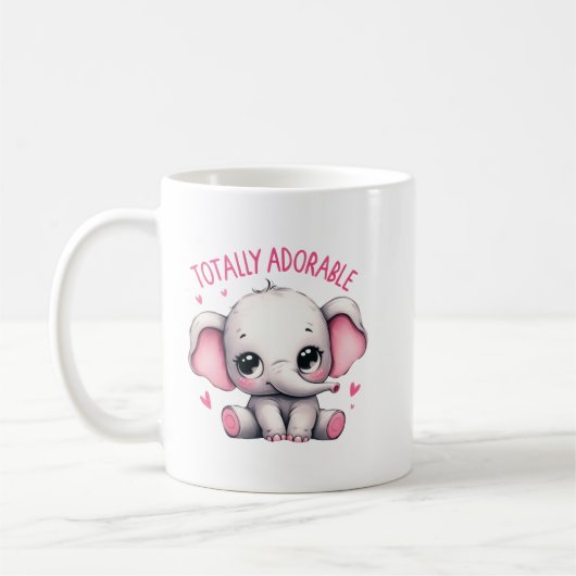 Totally Adorable Elephant Cute Art コーヒーマグカップ (左)