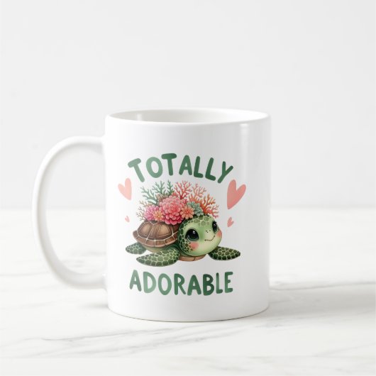 Totally Adorable Turtle Cute Art コーヒーマグカップ (左)