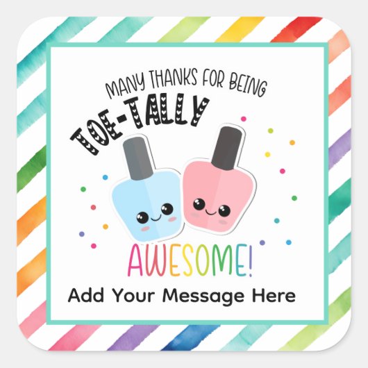Totally Awesome Thank You Stickers – Fun Appreciat スクエアシール (正面)