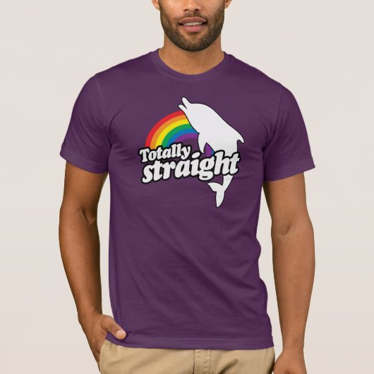 TOTALLY STRAIGHT DOLPHIN - WHITE - (2).png Tシャツ (正面)