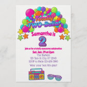 Totally Two-bullar, 80s Colorful 2nd Birthday 招待状 (正面)