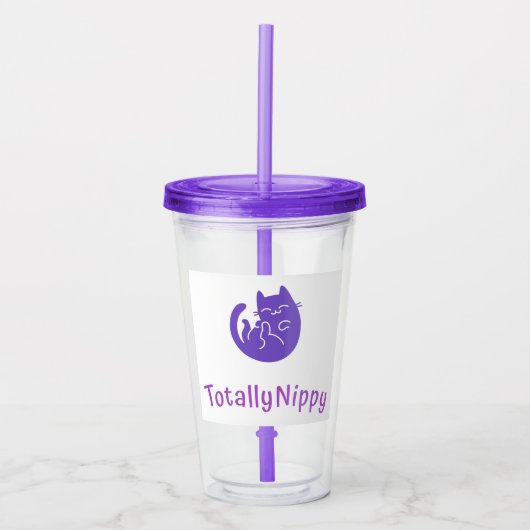 TotallyNippyのタンブラーの紫色猫 アクリルタンブラー (正面)