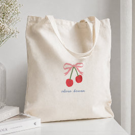Tote Bag | チェリーコケットリボン かわいいイラスト トートバッグ