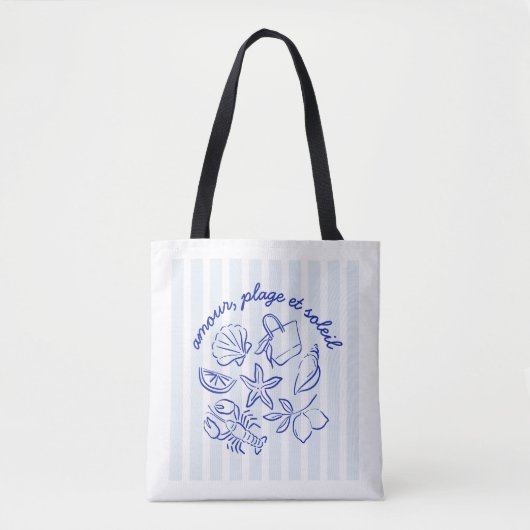 Tote Bag – Amour, Plage & Soleil トートバッグ (正面)