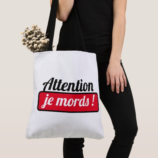 Tote Bag Attention je mords ! トートバッグ (クローズアップ)