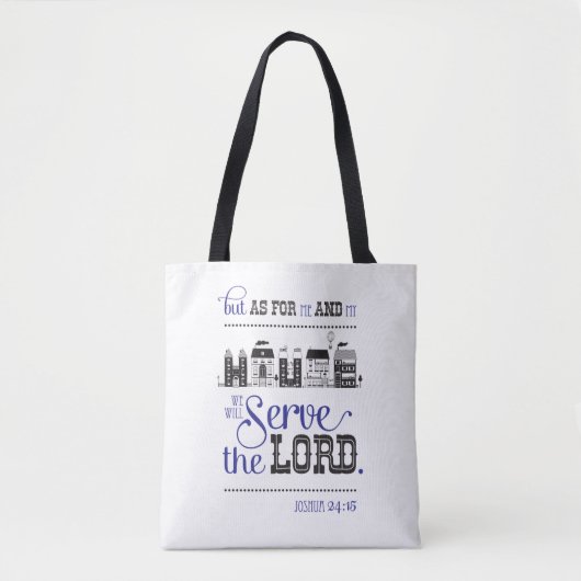 Tote bag bible scripture inspired joshua 24 トートバッグ (正面)