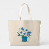 Tote Bag-Blue Flower Design ラージトートバッグ (裏面)