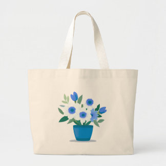 Tote Bag-Blue Flower Design ラージトートバッグ