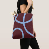 Tote Bag – Blue Lines on Burgundy トートバッグ (クローズアップ)
