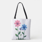 Tote Bag Blue & Pink flower トートバッグ (裏面)