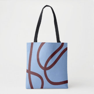 Tote Bag – Burgundy Lines on Blue トートバッグ