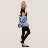Tote Bag – Burgundy Lines on Blue トートバッグ (モデル)