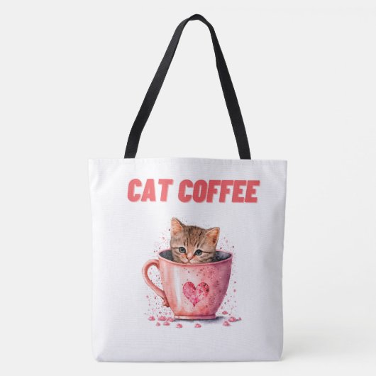 Tote Bag Cat Caffee トートバッグ (正面)