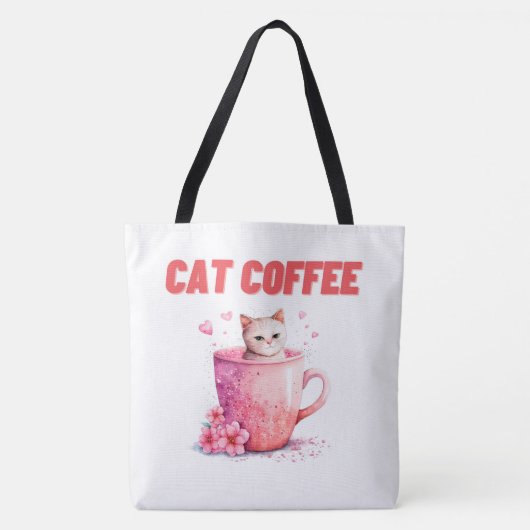 Tote Bag Cat Caffee トートバッグ (正面)