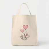 Tote Bag Cat Pink Hearts  トートバッグ (正面)