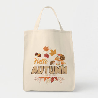 Tote Bag – Cute Hedgehogs, Mushrooms  トートバッグ