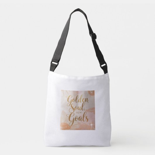 Tote Bag Design – “Golden Soul, New Goals.” – Gold クロスボディバッグ (正面)