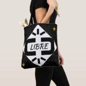 TOTE BAG Design "LIBRE" noir et blanc étoilé トートバッグ (クローズアップ)