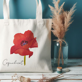 Tote bag fleur coquelicot rouge aquarelle トートバッグ