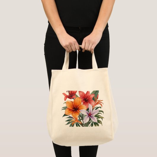 Tote bag Fleurs exotiques トートバッグ (正面(商品))