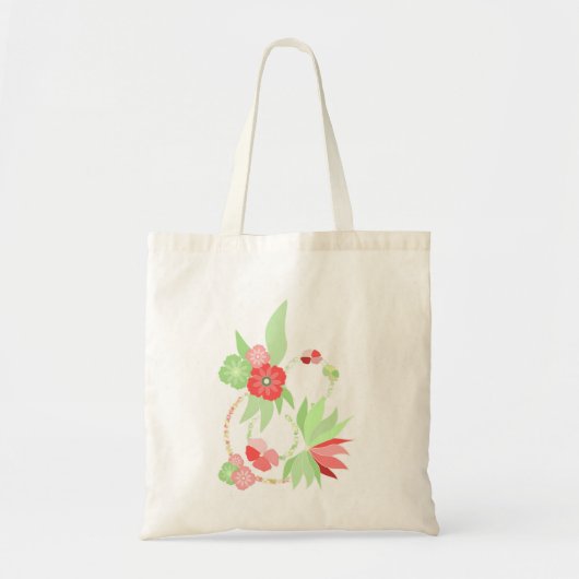 Tote Bag fleurs tropicales roses トートバッグ (正面)