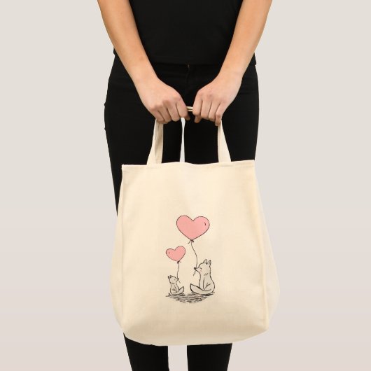 Tote Bag Foxy Pink Hearts  トートバッグ (正面(商品))