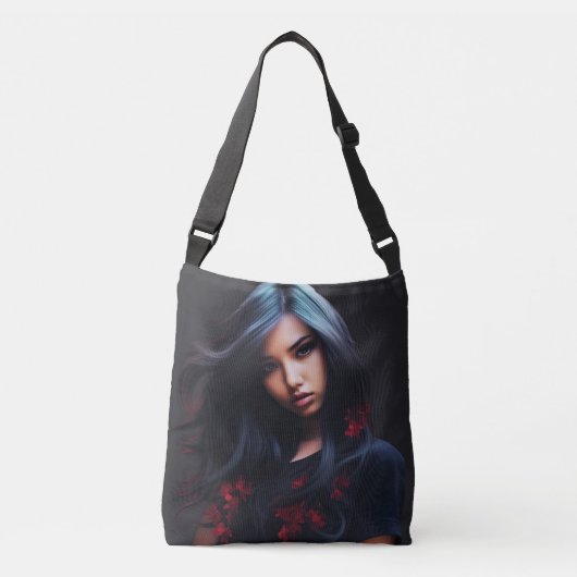 Tote Bag girl black hair クロスボディバッグ (正面)