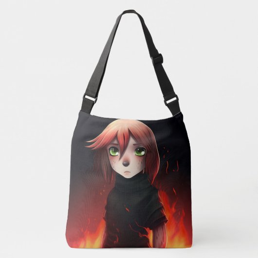 Tote Bag Girl with Fire クロスボディバッグ (正面)