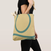 Tote Bag – Green Lines on Yellow トートバッグ (クローズアップ)