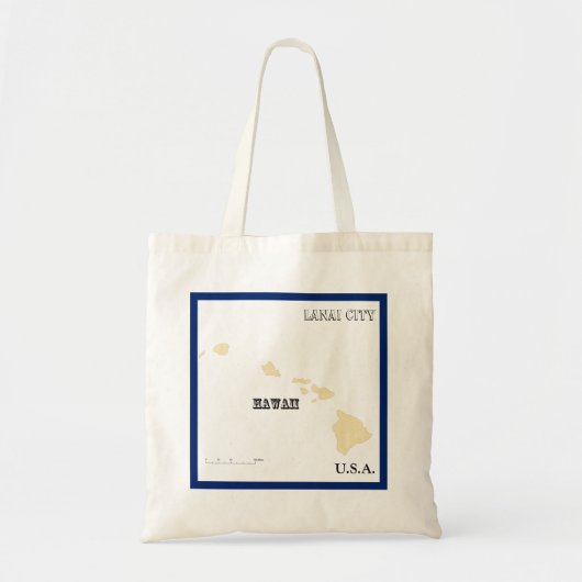 Tote Bag - Hawaii State Map with City トートバッグ (正面)