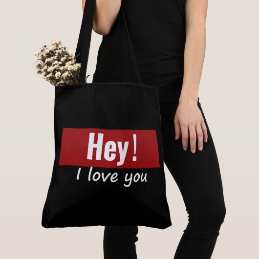 Tote Bag Hey! I love you トートバッグ (クローズアップ)