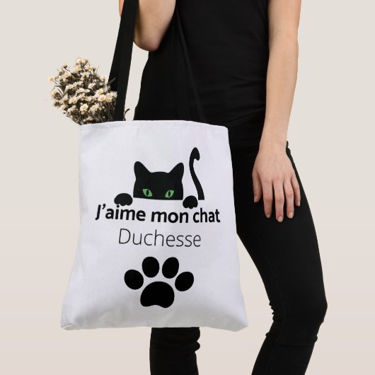 Tote Bag J'aime mon chat Duchesse トートバッグ (クローズアップ)