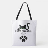 Tote Bag J'aime mon chat Kitty トートバッグ (正面)