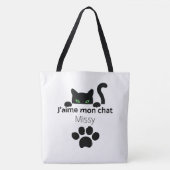 Tote Bag J'aime mon chat Missy トートバッグ (正面)