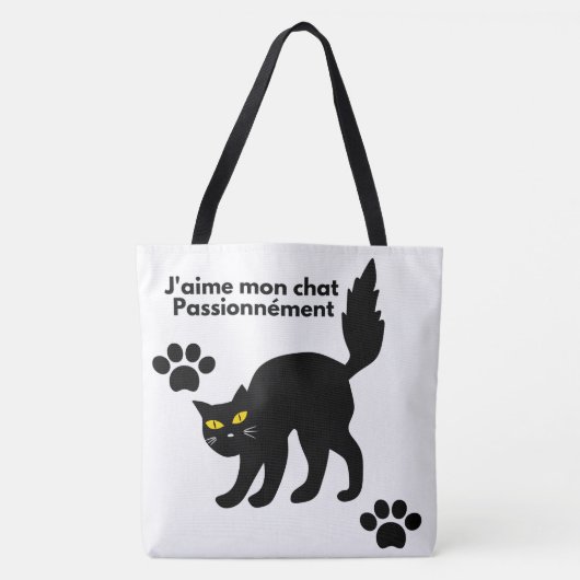 Tote Bag J'aime mon chat Passionnément 2 トートバッグ (正面)