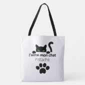 Tote Bag J'aime mon chat Pistache トートバッグ (正面)