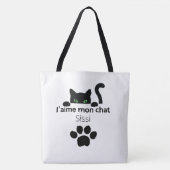 Tote Bag J'aime mon chat Sissi トートバッグ (正面)